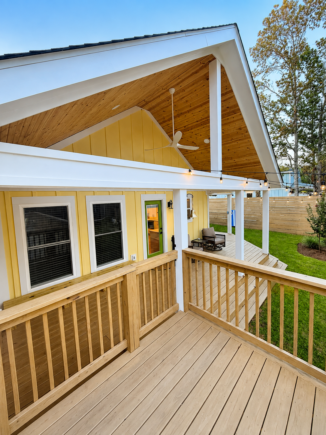 Outdoor deck and landscaping